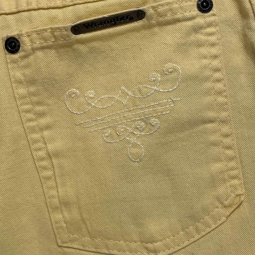 Vintage Wrangler Yellow High Waisted Denim Shorts Cut Offs Made in USA Junior 13